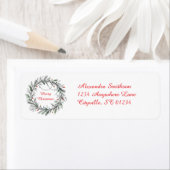 ミニマルなクリスマスリースとライト ラベル (インサイチュ)