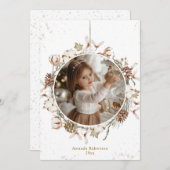 ミニマルなクリスマスリースの写真カード シーズンカード (正面/裏面)