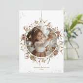 ミニマルなクリスマスリースの写真カード シーズンカード (スタンド正面)