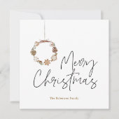 ミニマルなクリスマスリース シーズンカード (正面)