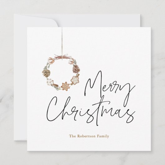ミニマルなクリスマスリース シーズンカード (正面)
