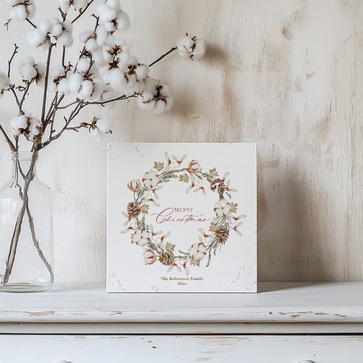 ミニマルなクリスマスリース シーズンカード