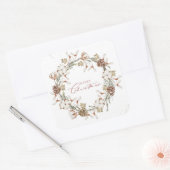 ミニマルなクリスマスリース スクエアシール (封筒)