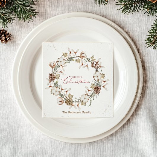 ミニマルなクリスマスリース スタンダードカクテルナプキン