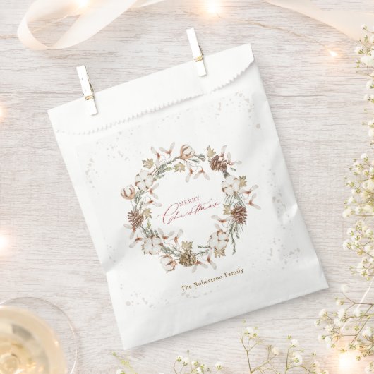 ミニマルなクリスマスリース フェイバーバッグ (クリップ留めされた状態)