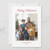 ミニマルなクリスマスレッドのスクリプトヴィンテージ写真 シーズンカード (正面)