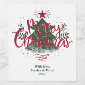 ミニマルなクリスマスワインボトルラベル ワインラベル (シングルラベル)