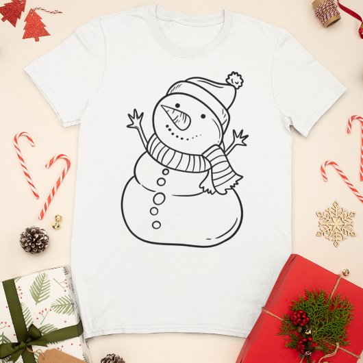 ミニマルなクリスマス雪だるま Tシャツ