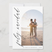 ミニマルなクリスマス ツリーと手書き文字の写真 シーズンカード (正面)