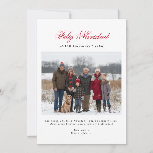 ミニマルなクリスマス・フェリーズ・ナビダッドスペインの写真 シーズンカード (正面)