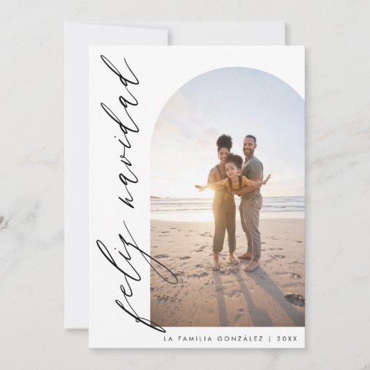 ミニマルなクリスマス フォトカード 弓とカリグラフィー シーズンカード (正面)