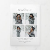 ミニマルなクリスマス マルチフォト グレー チェック 三つ折りクリスマスカード (カバー)
