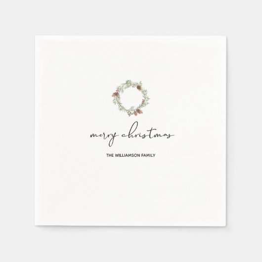 ミニマルなクリスマス・メリークリスマス・ファミリー スタンダードカクテルナプキン (正面)