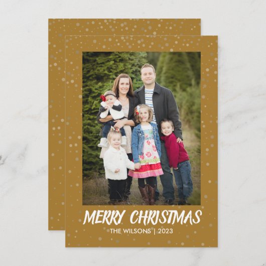ミニマルなクリスマス |写真モダンエレガント金ゴールド シーズンカード (正面/裏面)