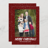 ミニマルなクリスマス |赤モダンエレガント写真 シーズンカード (正面/裏面)