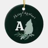ミニマルなクリスマス(鳥)ショウジョウコウカンチョウモノグラム写真 セラミックオーナメント (正面)