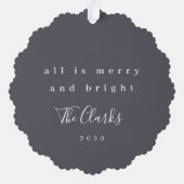 ミニマルなクリスマス | Scandi石板グレー写真 オーナメントカード (裏面)