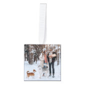 ミニマルなクリスマス | Scandi石板グレー写真 キューブオーナメント (正面)