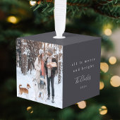 ミニマルなクリスマス | Scandi石板グレー写真 キューブオーナメント