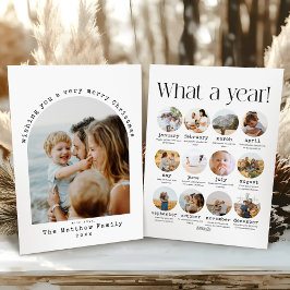ミニマルなクリスマスWhat a Year Photo Collage シーズンカード