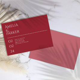 ミニマルなクリムゾンレッド日付を保存 セーブザデート