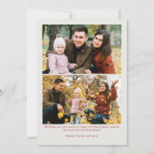 ミニマルなクリムゾンレッド「HO HO HO」写真クリスマス シーズンカード (裏面)