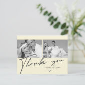 ミニマルなクリームフレーム2写真結婚の皆様へ ポストカード (スタンド正面)