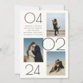 ミニマルなクリーム3写真結婚式の日付を保存 マグネット招待状 (正面)