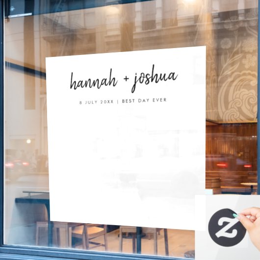 ミニマルなクリーンシンプルな結婚式の日の写真の背景 ウィンドウサイン (カフェ窓)