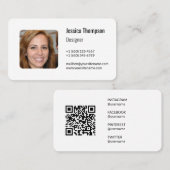 ミニマルなクリーンシンプルスカンナブルQRコードの社交 名刺 (正面/裏面)