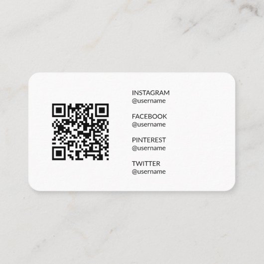 ミニマルなクリーンシンプルスカンナブルQRコードの社交 名刺 (裏面)