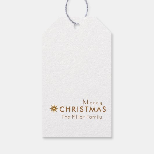 ミニマルなクリーンシンプル金ゴールドメリークリスマス ギフトタグ (裏面)