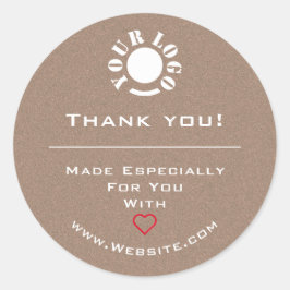 ミニマルなクリーンヴィンテージ赤いハートサンキューロゴ ラウンドシール