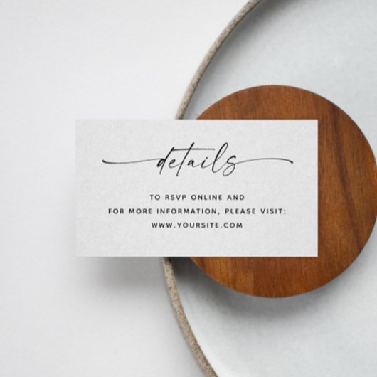 ミニマルなクリーン結婚スクリプトの詳細+ QRコード エンクロージャーカード