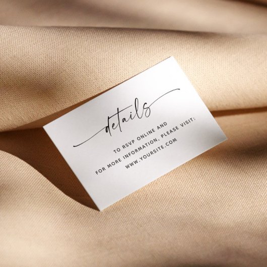 ミニマルなクリーン結婚スクリプトの詳細+ QRコード エンクロージャーカード