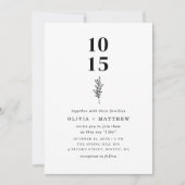 ミニマルなクリーン結婚フローラズ。QRコードと写真 招待状 (正面)