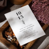 ミニマルなクリーン結婚フローラズ。QRコードと写真 招待状