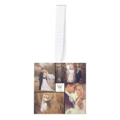 ミニマルなグリッド線結婚休日の4枚の写真 キューブオーナメント (正面)