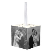 ミニマルなグリッド線結婚休日の4枚の写真 キューブオーナメント (裏面アングル)