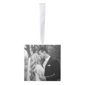 ミニマルなグリッド線結婚休日の4枚の写真 キューブオーナメント (右)