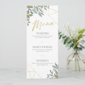 ミニマルなグリーンとジオメトリック テラリウム メニューカード 招待状 (スタンド正面)