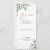 ミニマルなグリーンとジオメトリック テラリウム メニューカード 招待状 (正面)
