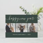 ミニマルなグリーンフォトハッピー新年カード シーズンカード (スタンド正面)