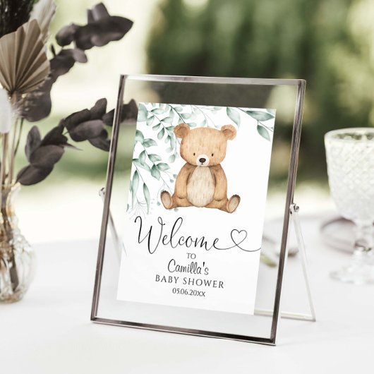 ミニマルなグリーンベイビーシャワーを待つことができる ポスター