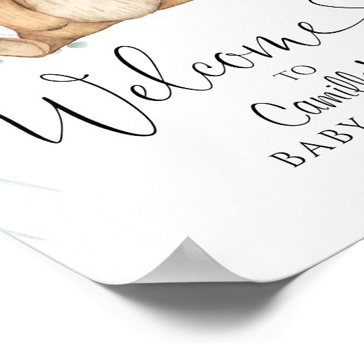 ミニマルなグリーンベイビーシャワーを待つことができる ポスター (角)