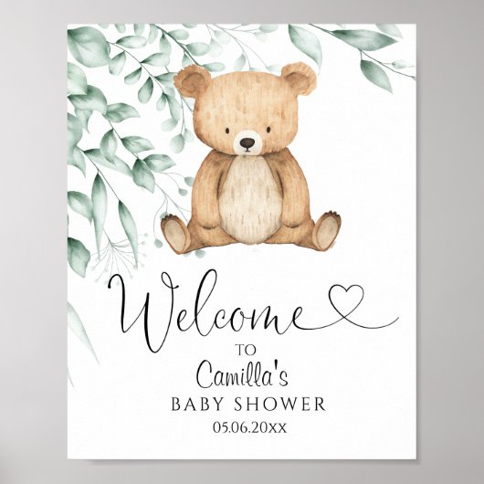 ミニマルなグリーンベイビーシャワーを待つことができる ポスター (正面)