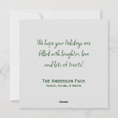 ミニマルなグリーンペットフォトクリスマスカード シーズンカード (裏面)