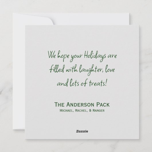 ミニマルなグリーンペットフォトクリスマスカード シーズンカード (裏面)