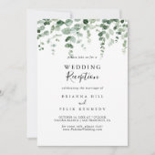 ミニマルなグリーンユーカリの結婚式の受付 招待状 (正面)