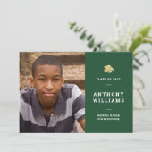 ミニマルなグリーン写真卒業 招待状 (スタンド正面)